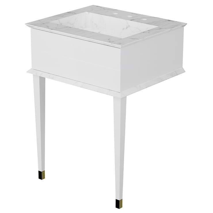 Classic Carrara 24" White Vanity with Gold accents 