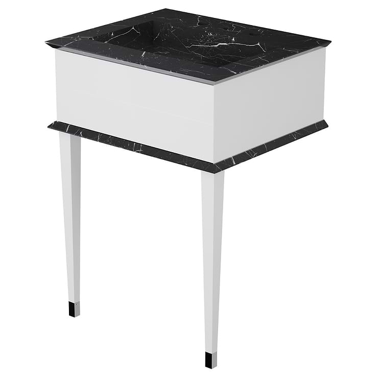 Classic Nero Marquina 24" White Vanity with Chrome Accents 