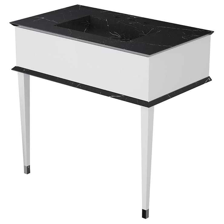 Classic Collection 36" Nero and White Vanity with Chrome Accents