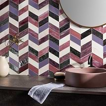 Elizabeth Sutton Meta Fiji Purple 2x5 Chevron Glossy Glass Mosaic Tile