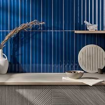 Colorplay Fluted Nautical Blue 4.5x18 3D Crackled Glossy Ceramic Tile