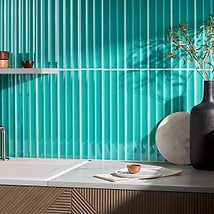 Colorplay Fluted Teal Green 4.5x18 3D Crackled Glossy Ceramic Tile