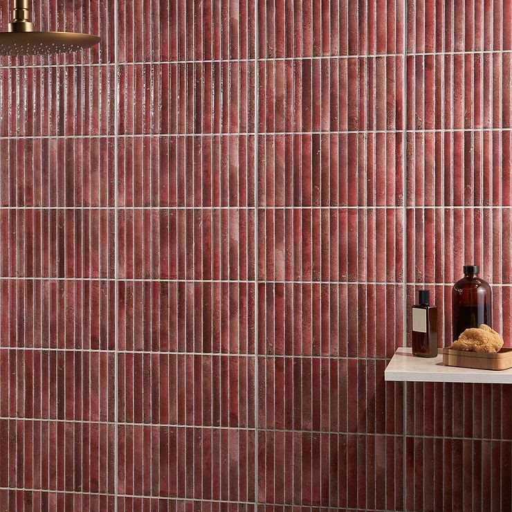 Curve Fluted Red 6x12 3D Glossy Ceramic Tile