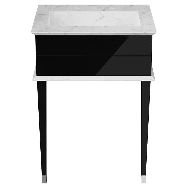 Classic Carrara 24" Black & Chrome Vanity 