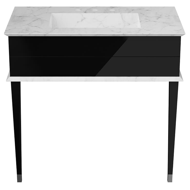 Classic Carrara 36" Black Vanity with Chrome Accents 