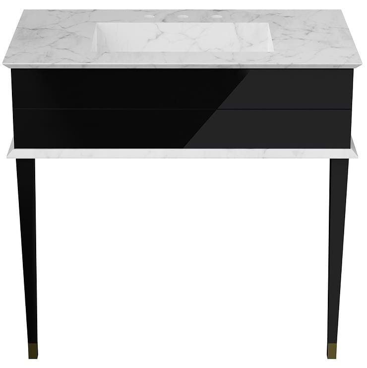 Classic Carrara 36" Black Vanity with Gold Accents 