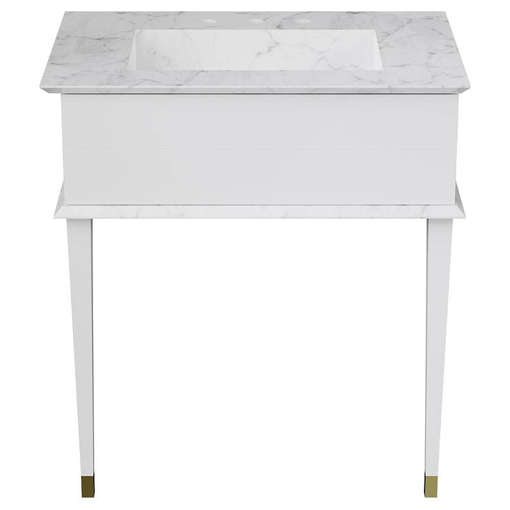 Classic Carrara 30" White Vanity with Gold Accents 