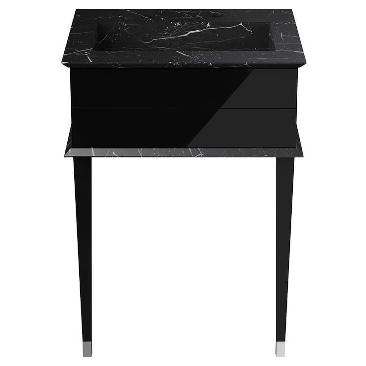 Classic Nero Marquina 24" Black Vanity with Chrome Accents 