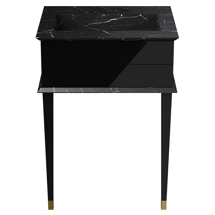 Classic Nero Marquina 24" Black Vanity with Gold Accents 