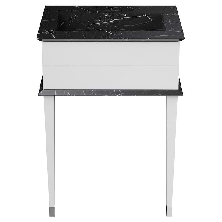 Classic Nero Marquina 24" White Vanity with Chrome Accents 