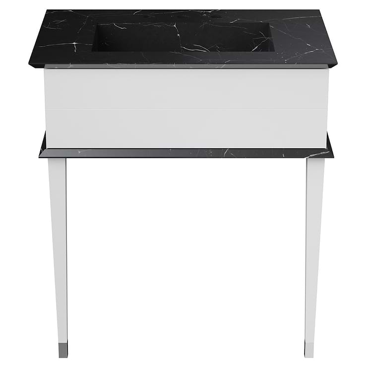 Classic Nero Marquina 30" White Vanity with Chrome Accents 