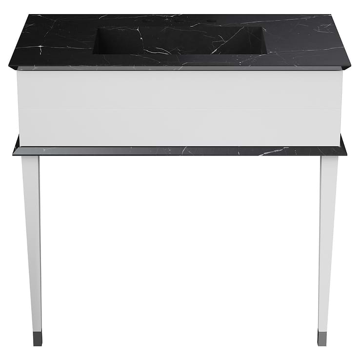 Classic Collection 36" Nero and White Vanity with Chrome Accents