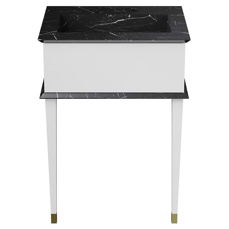 Classic Nero Marquina 24" White Vanity with Gold Accents 