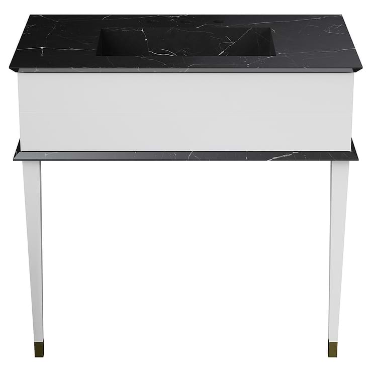 Classic Nero Marquina 36" White Vanity with Gold Accents