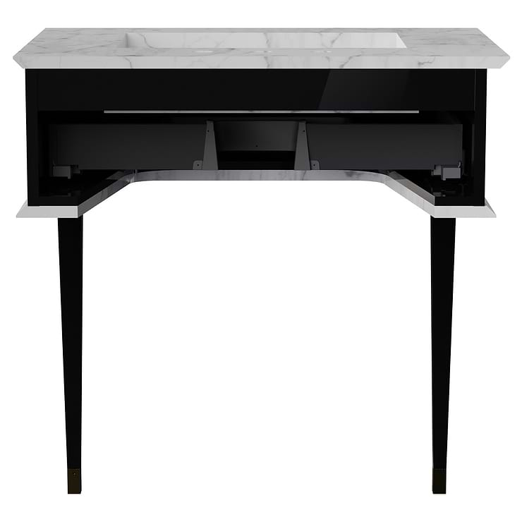 Classic Carrara 30" Black Vanity with Gold Accents 