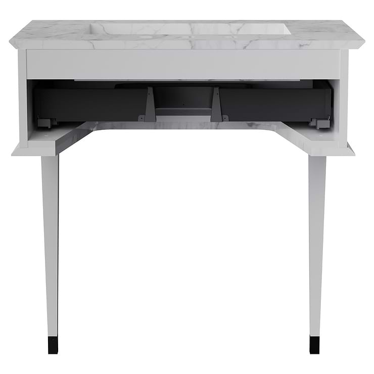 Classic Carrara 30" White Vanity with Chrome Accents 