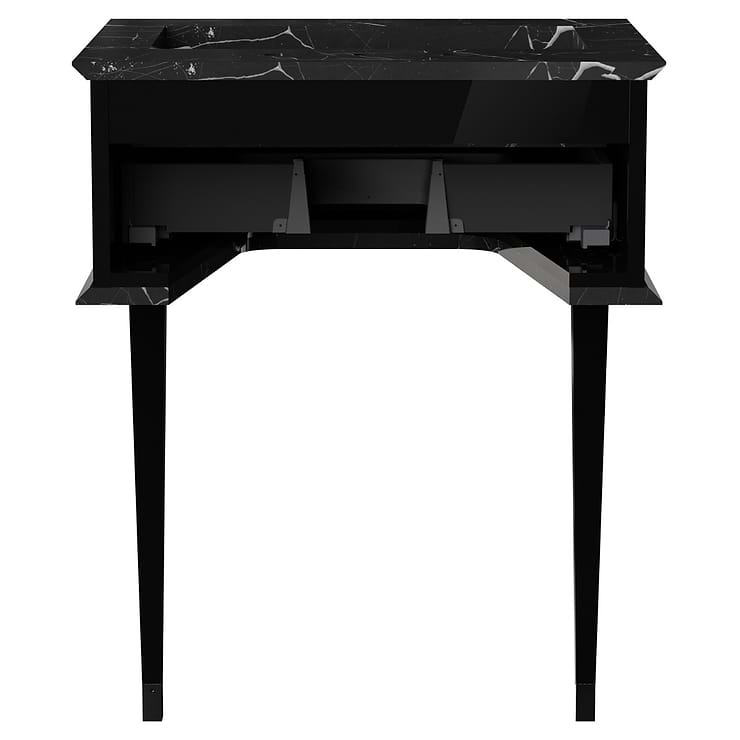 Classic Nero Marquina 24" Black Vanity with Chrome Accents 