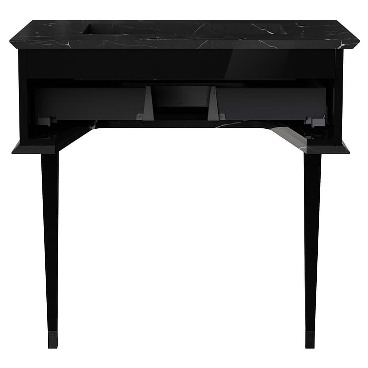 Classic Nero Marquina 30" Black Vanity with Chrome Accents 