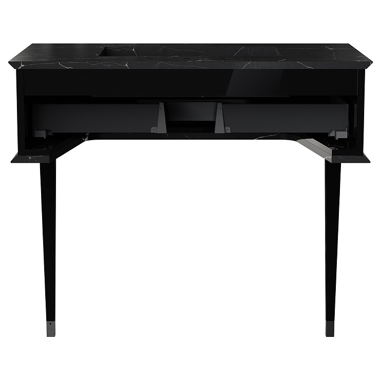 Classic Nero Marquina 36" Black Vanity with Chrome Accents 