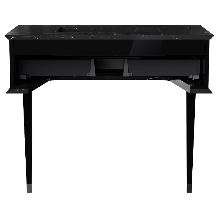 Classic Nero Marquina 36" Black Vanity with Chrome Accents 