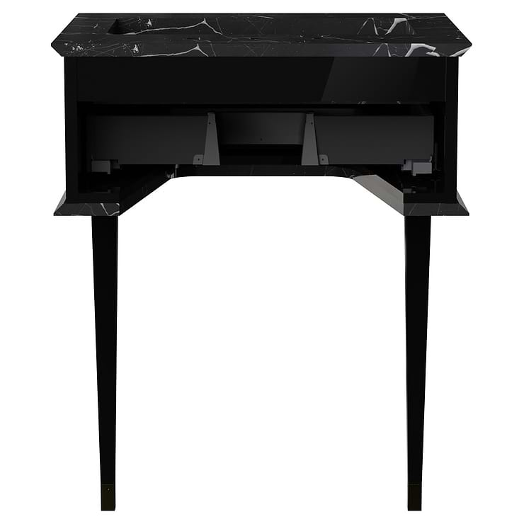 Classic Nero Marquina 24" Black Vanity with Gold Accents 