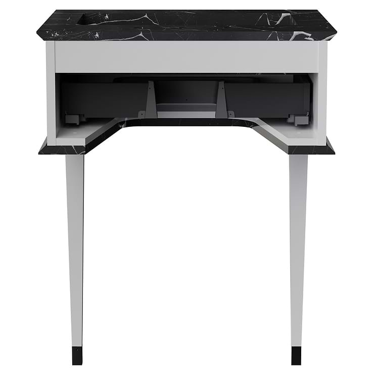 Classic Nero Marquina 24" White Vanity with Chrome Accents 