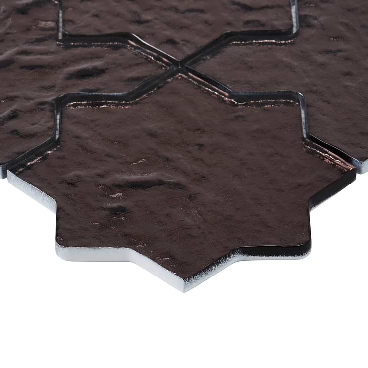 Behati Bronze 4" Star Cross Polished Glass Mosaic Tile