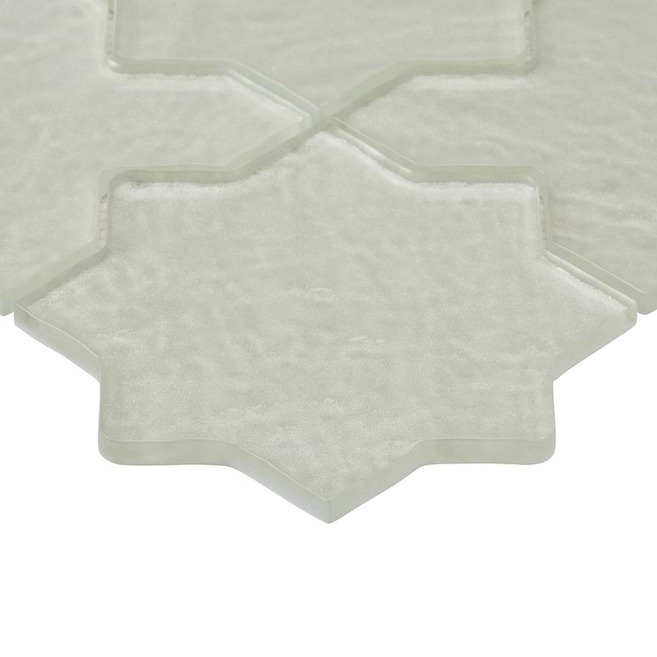 Behati White 4" Star Cross Polished Glass Mosaic Tile