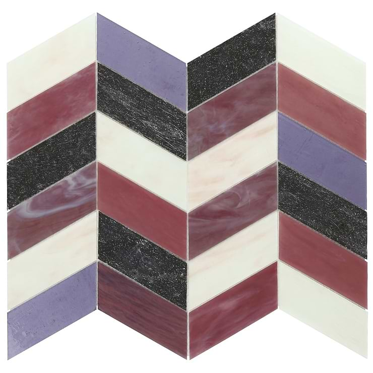 Elizabeth Sutton Meta Fiji Purple 2x5 Chevron Glossy Glass Mosaic Tile