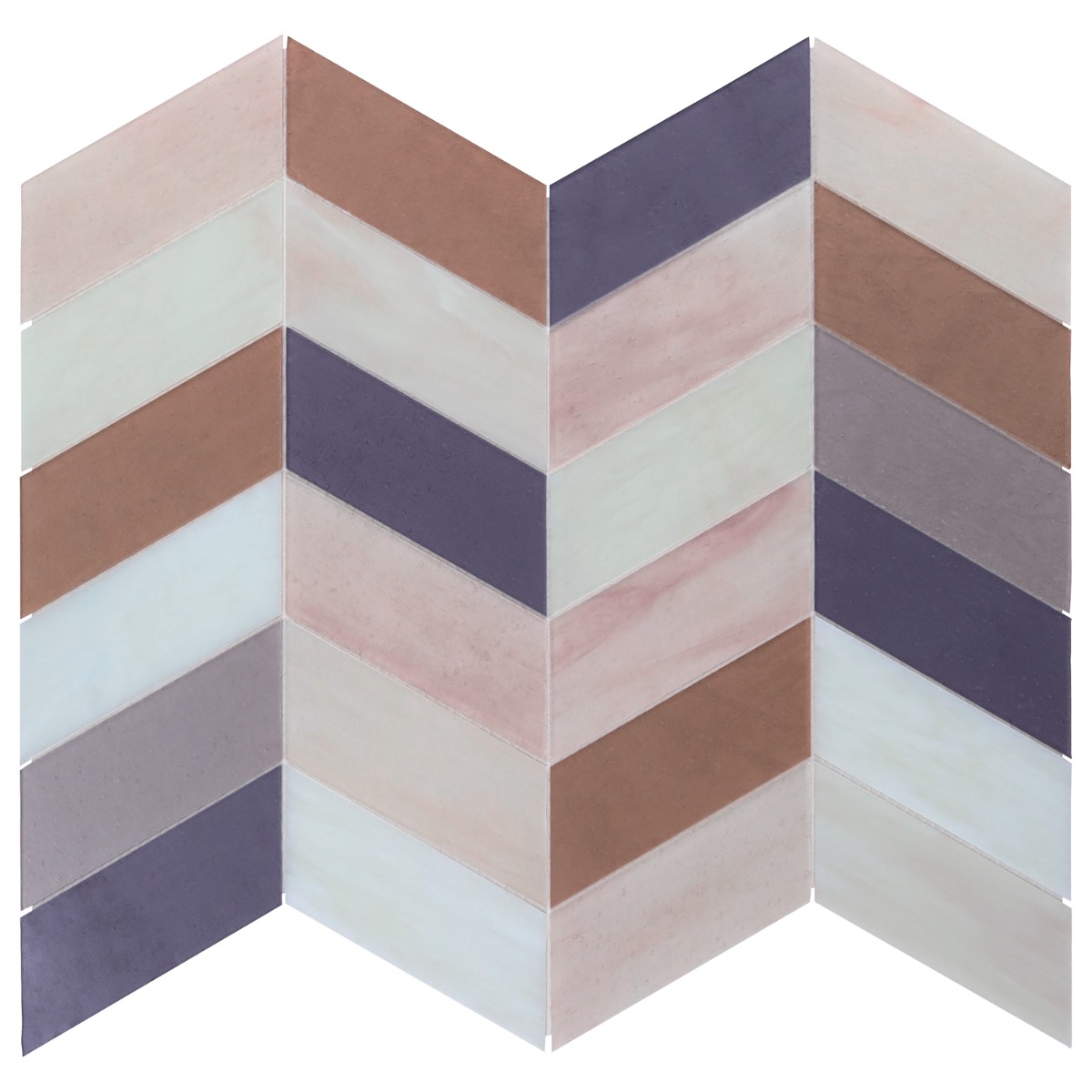 Elizabeth Sutton Meta Rio Rose Gold 2x5 Chevron Glossy Glass Mosaic Tile