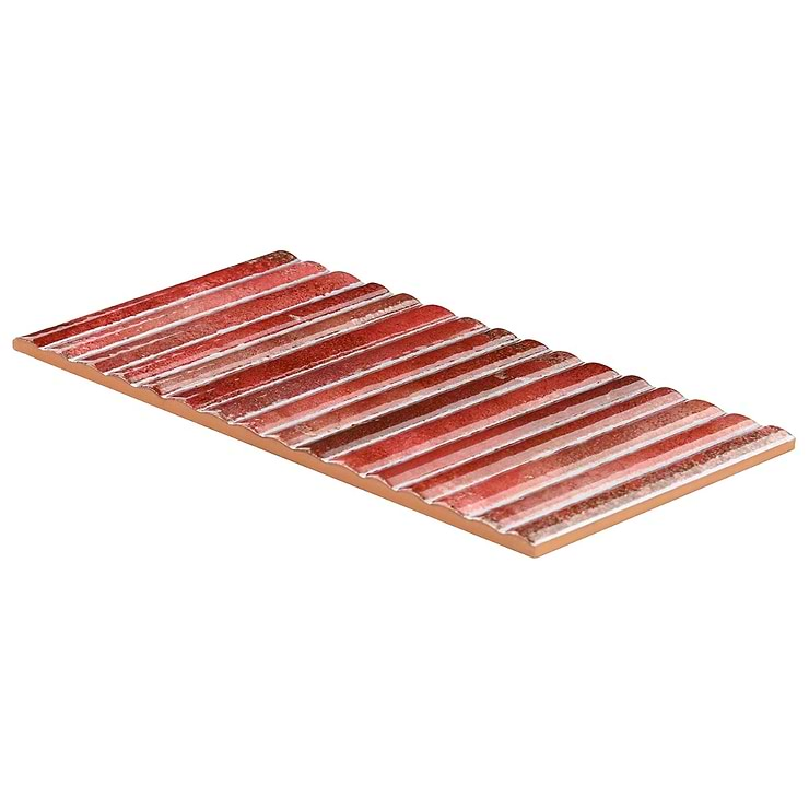 Curve Fluted Red 6x12 3D Glossy Ceramic Tile