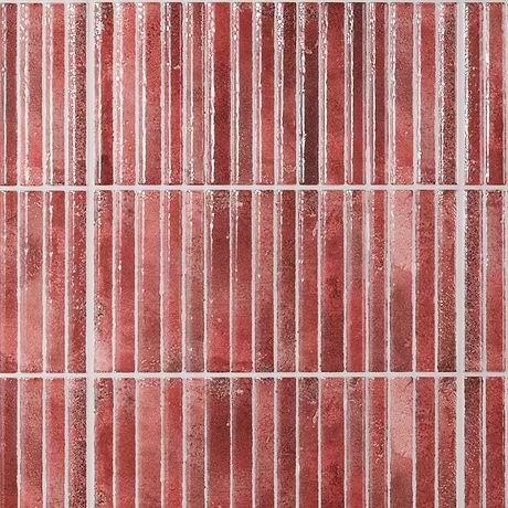 Curve Fluted Red 6x12 3D Glossy Ceramic Tile