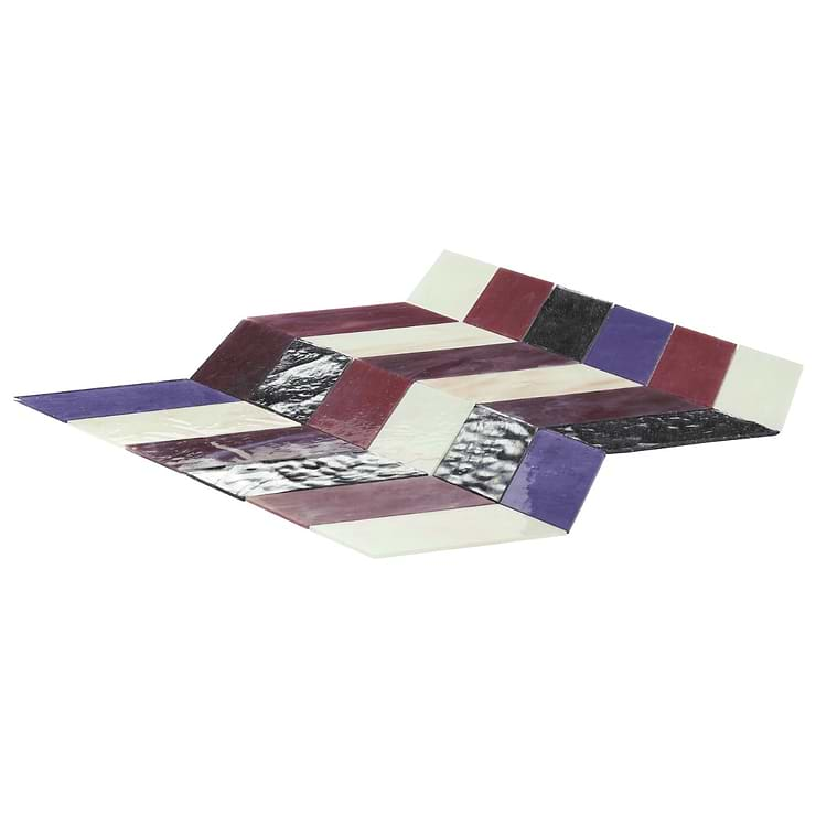 Elizabeth Sutton Meta Fiji Purple 2x5 Chevron Glossy Glass Mosaic Tile