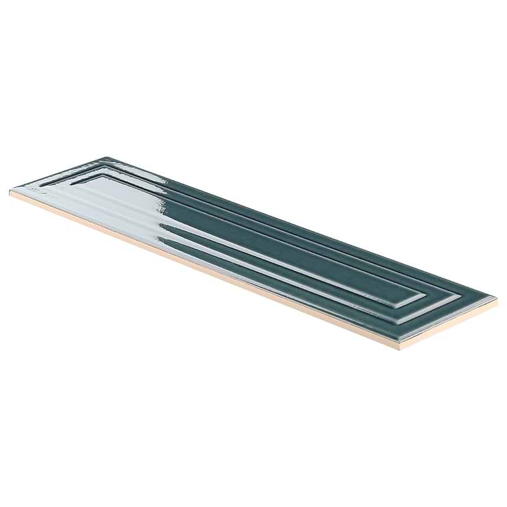 Colorplay Frame Emerald Green 4.5x18 3D Crackled Glossy Ceramic Tile