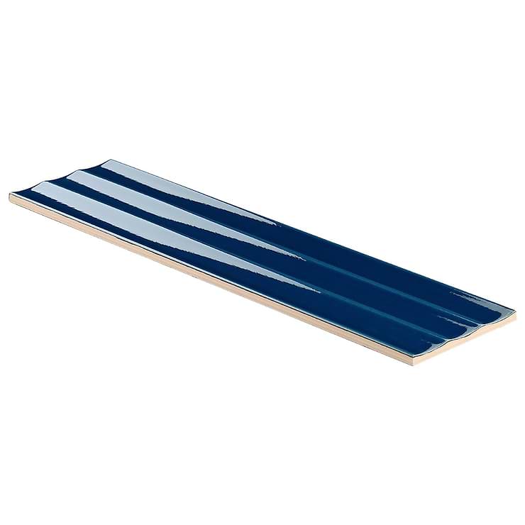 Colorplay Fluted Nautical Blue 4.5x18 3D Crackled Glossy Ceramic Tile