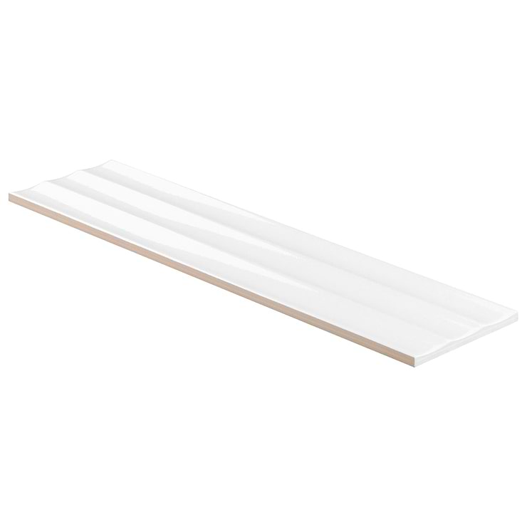 Colorplay Fluted White 4.5x18 3D Crackled Glossy Ceramic Tile