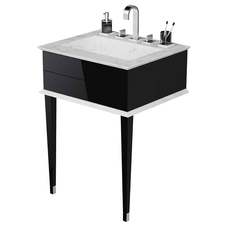 Classic Carrara 24" Black & Chrome Vanity 