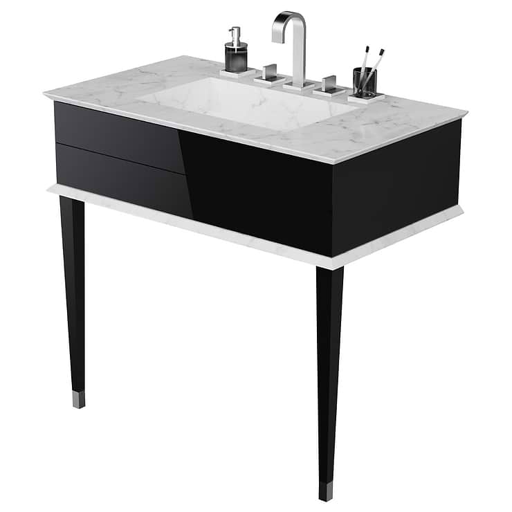 Classic Carrara 36" Black Vanity with Chrome Accents 