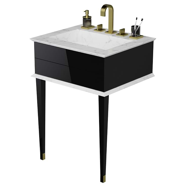 Classic Carrara 24" Black Vanity with Gold Accents 