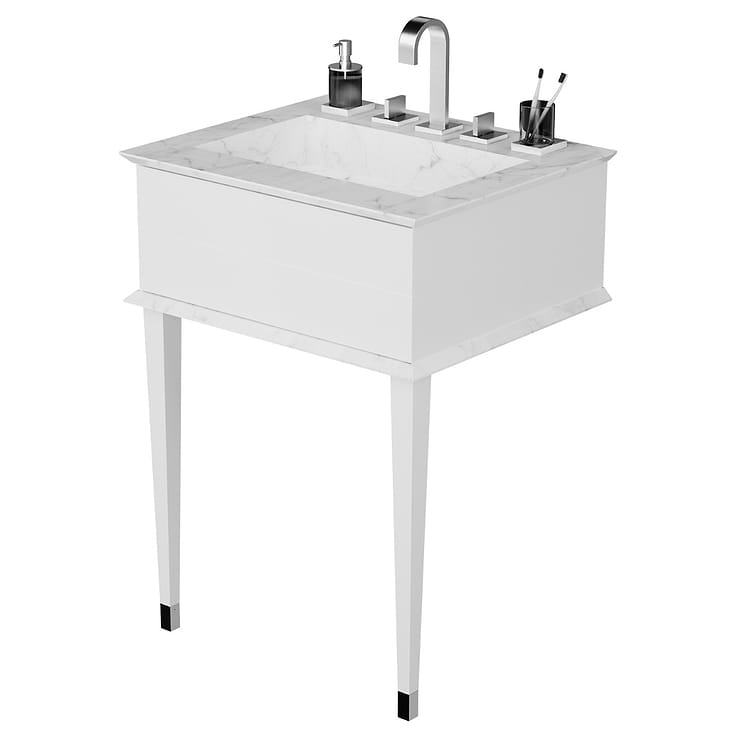 Classic Carrara 24" White Vanity with Chrome Accents 