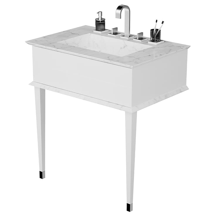 Classic Carrara 30" White Vanity with Chrome Accents 