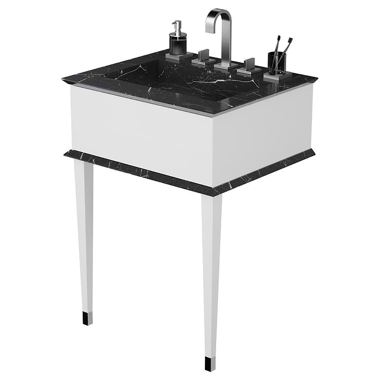 Classic Nero Marquina 24" White Vanity with Chrome Accents 