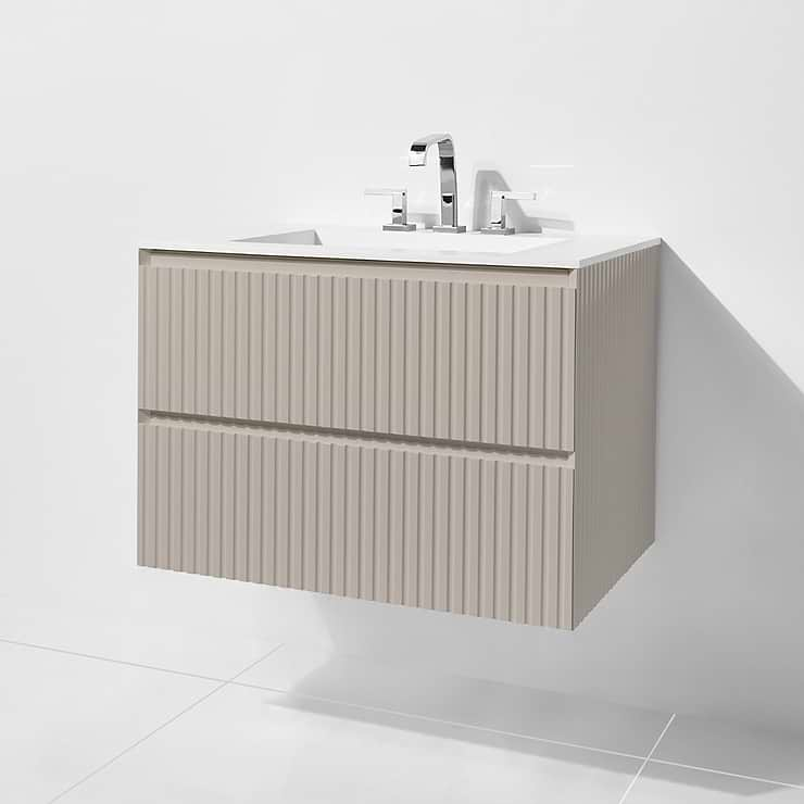 Linear Taupe Gloss 24" Single Vanity with Integrated Top