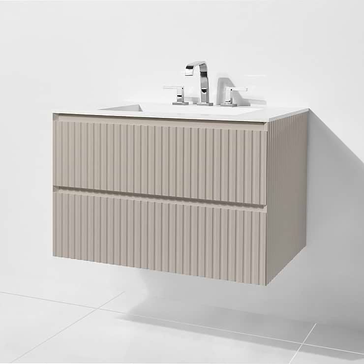 Linear Taupe Gloss 30" Single Vanity with Integrated Top