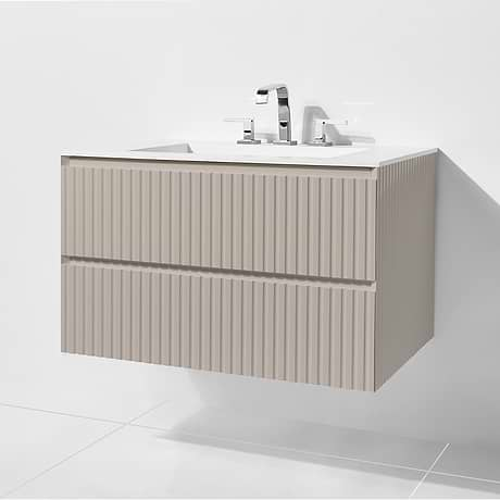 Linear Taupe Gloss 36" Single Vanity with Integrated Top