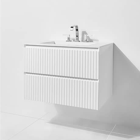 Linear White Gloss 24" Single Vanity with Integrated Top