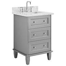 Nora 24" Gray Vanity with Carrara Marble Top and Ceramic Basin