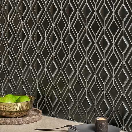 Nabi Jewel Metallic Gunmetal Gray 3D Matte Glass Mosaic Tile