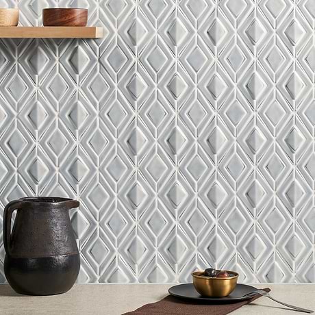 Nabi Jewel Arctic Blue 3D Crackled Glossy Glass Mosaic Tile