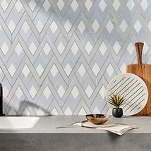 Zeta Celeste Blue Polished Marble and Brass Watejet Mosaic Tile